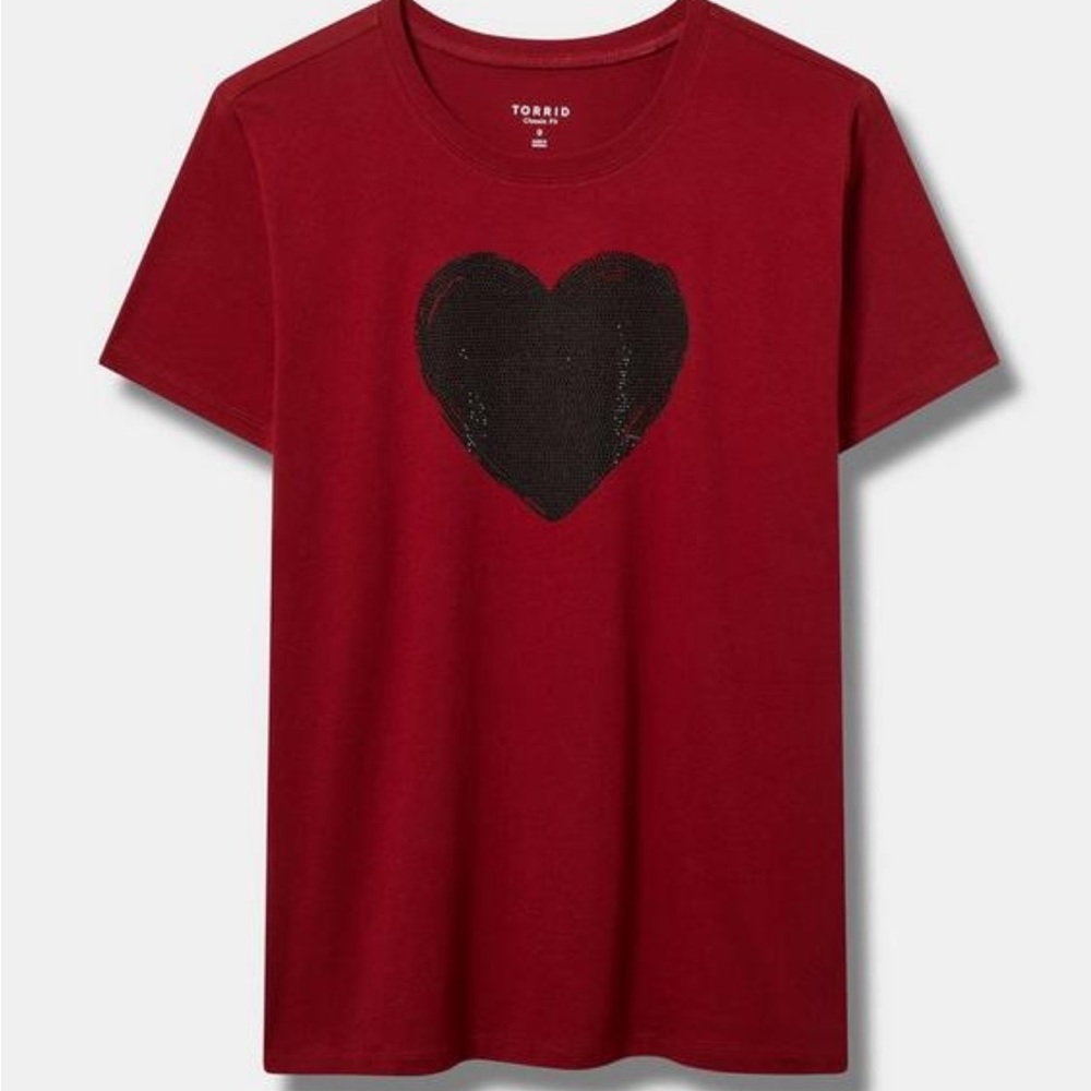 Torrid Burgundy Tee with Black Heart